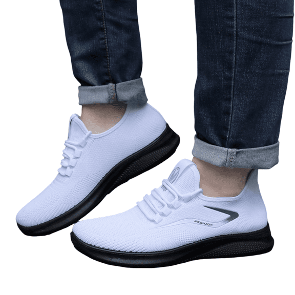 Domzle Mens Slip on Running Shoes Fashion Tennis Walking Sneakers Casual Gym Trainers Workout Lightweight Comfortable White Wide 11