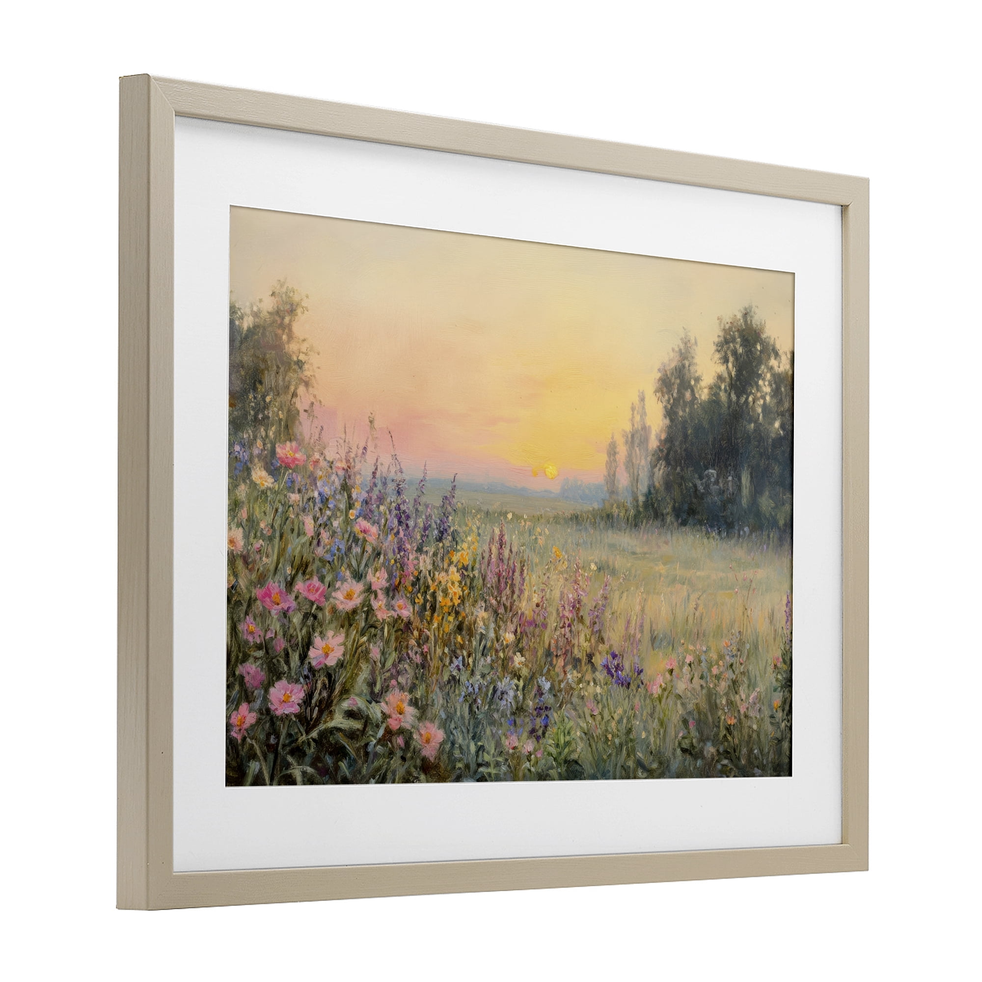 Stupell Industries Serene Twilight Meadow Birch Framed Print Under Glass, design by Petal Prints Design