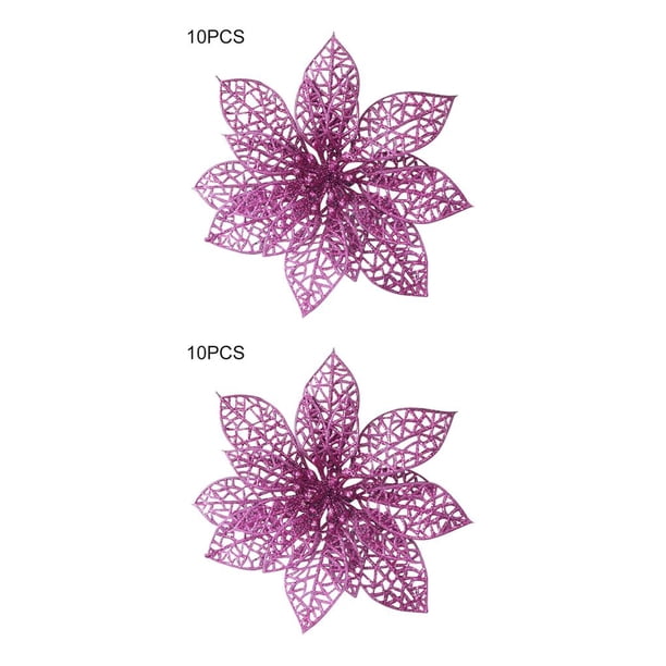 Naiovety 10 Uds árbol de Navidad flor colgante decoración de Navidad flor artificial hueca ornamento de vacaciones, púrpura violeta 2piezas Naiovety CBP144838