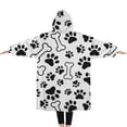 thumbnail image 2 of Oversized Wearable Blanket Hoodie,Pet Paw Print and Bone Sherpa Blanket Hoodie with Super Pockets,Super Warm Fuzzy Pullover for Women & Men, 2 of 6