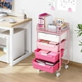 thumbnail image 2 of Rolling Cart with 4 Drawers,4 Tiers Rolling Utility Cart Craft Cart,Rolling Storage Drawer Cart with Mesh Top,Storage Cart with Drawers & 4 PCS DIY Lable, Rose Pink, 2 of 18