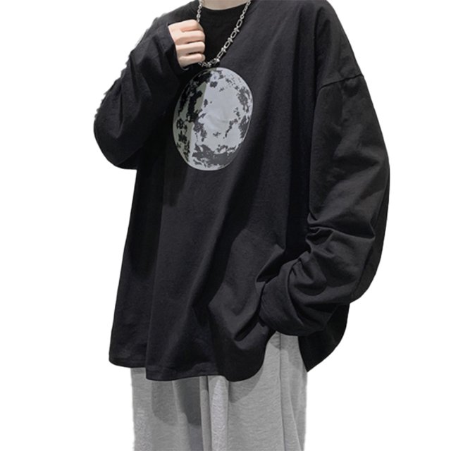 Top de manga larga para hombre Fibra de leche Elegante cuello redondo Patrón de tierra Top informal para hombre con estilo para citas en la oficina