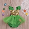 thumbnail image 2 of HNMKIU Girls Romper&Jumpsuit for Little Girls - Patchwork Sleeveless Bodysuit Outfit St Patrick's Day Casual A,18-24 Months, 2 of 7