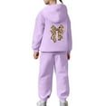 thumbnail image 6 of Bow Print Outfits Set For Kids Thick And Cozy Girls' Tracksuit Fashionable Bow Print Hoodie And Joggers Outfit For Toddlers And Kids Light Purple 110(3-4 Years), 6 of 9