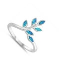 thumbnail image 4 of CHOOSE YOUR COLOR Blue Simulated Opal Vine Branch Tree Leaf Ring 925 Sterling Silver Band CZ Female Size 5, 4 of 4