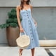 thumbnail image 1 of Vestido Midi Elegante Vestido ajustado para mujer Estilo bohemio Ajuste holgado Cuello en V Color sólido Traje de vacaciones Kuymtek Celeste M para Mujer, 1 of 8