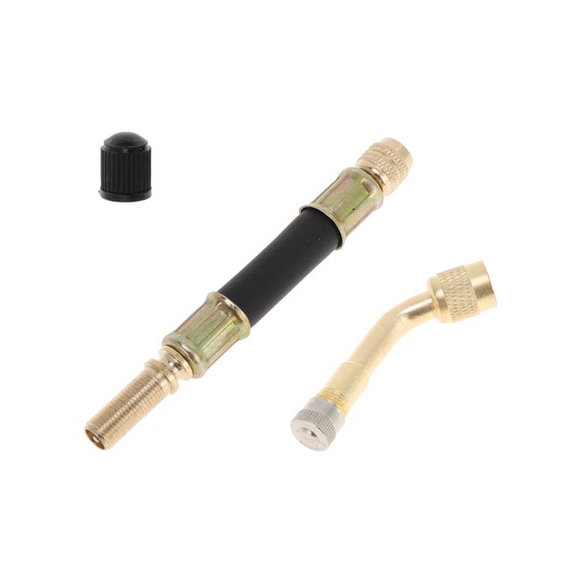 1 juego de extensión de válvula de llanta de cobre de 135 grados con extensor de vástago de llanta de plástico flexible de 100 mm para automóvil, motocicleta, RV, camión, bicicleta