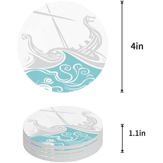 FMSHPON Octopus Set of 4 Round Coaster for Drinks, Absorbent Ceramic Stone Coasters Cup Mat with Cork Base for Home Kitchen Room Coffee Table Bar Decor