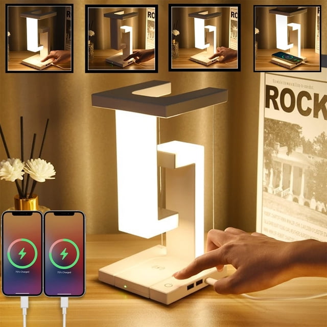 Levitating Lamp Stability Lamps Tensegrity Structural Stability Night Light Wireless Charger Table Lamp USB Ports & 3 Light Modes Lamp Unique For Bedroom