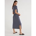 thumbnail image 4 of Time and Tru Women's Belted Knit Dress with Side Slits, Sizes XS-XXXL, 4 of 6
