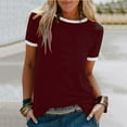 thumbnail image 3 of Mittory Womens Ringer Tee Crew Neck Color Block Casual Summer Short Sleeve T Shirt, 3 of 3
