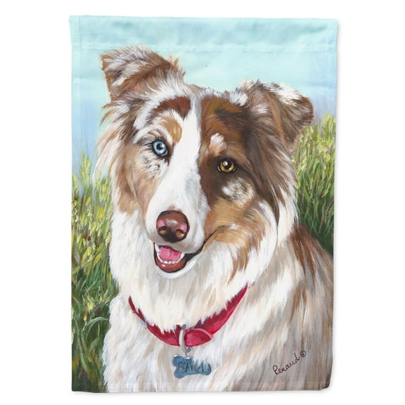 Carolines Treasures PPP3009GF Australian Shepherd Scarlet Flag Garden Size  Small multicolor