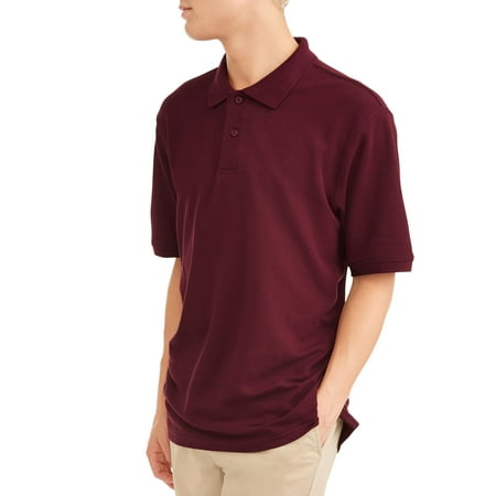 Mens Organic Pique Polo - Wonder Nation Young Men's Short Sleeve Double Pique Polo