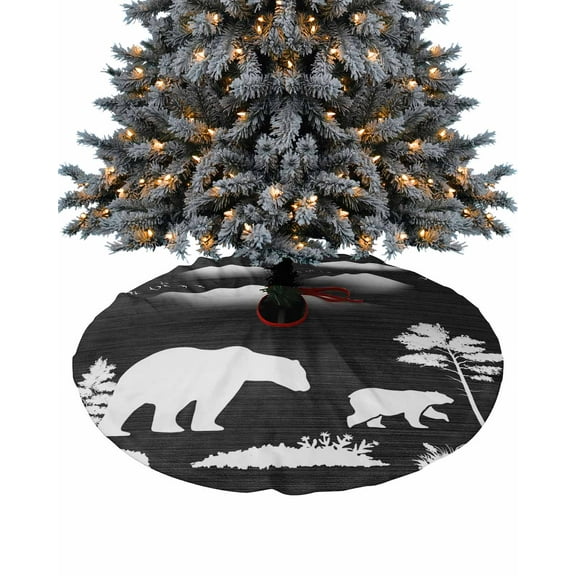 Black Bear Christmas Tree Skirt 36 Inches Large Christmas Skirt Tree, Rustic Farmhouse Forest Animals Tree Skirt Christmas Decorations for Fireplace Party Holidays Indoor Outdoor