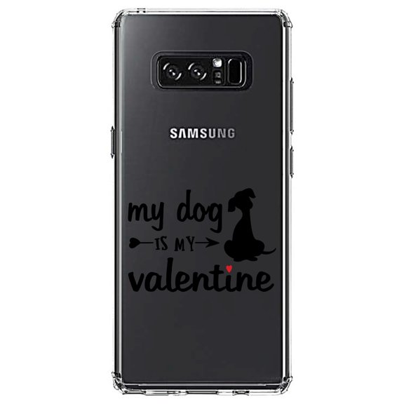 DistinctInk Clear Shockproof Hybrid Case for Samsung Galaxy Note 8 - TPU Bumper Acrylic Back Tempered Glass Screen Protector - My Dog is My Valentine