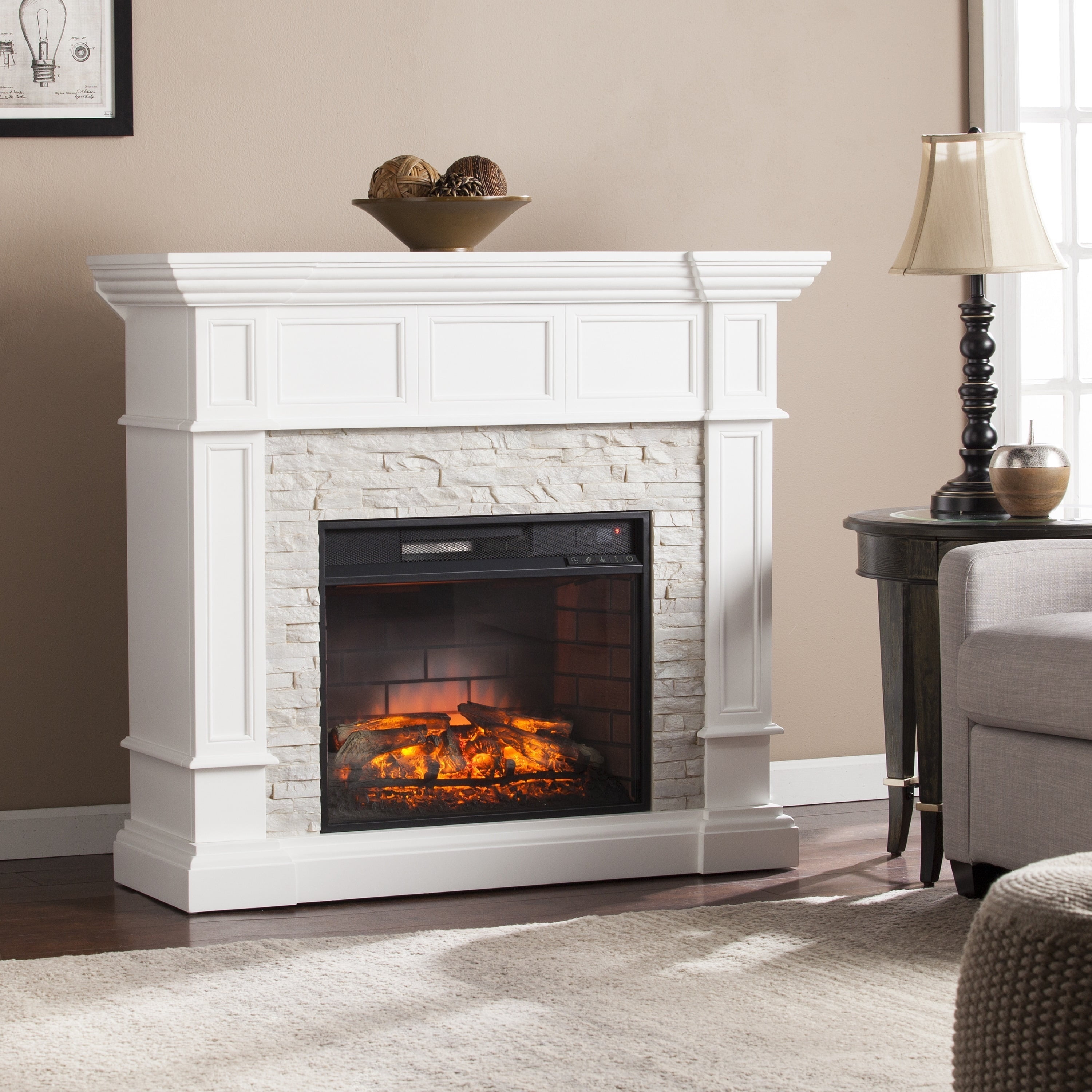 Copper Grove Helianthus White Faux Stone Corner Convertible Infrared Departments