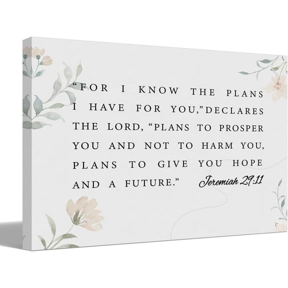Bible Verse Canvas Wall Print,Inspirational Jeremiah 29:11 Wall Art,Scripture Wall Decor,Canvas Wall Print Decor for Home Living Room Bedroom Kitchen 14x11 Inch