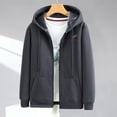 thumbnail image 3 of Men's Thickened and Fleece-Lined Hooded Jacket Zipper Hoodie with Pocket, 3 of 7