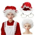 thumbnail image 1 of Eoozwa Christmas Costume Set Hat Wig Glasses Gloves Necklace for Holiday Parties Festive Accessory Kit Group Celebration Attire, 1 of 5