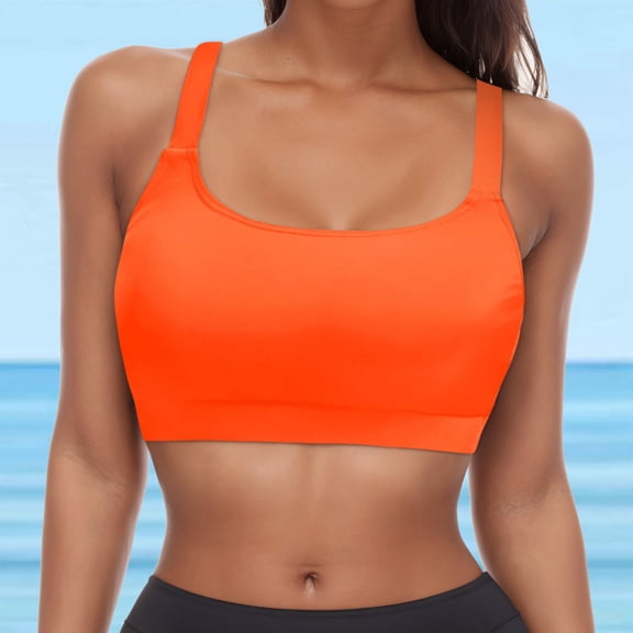 MIASHUI Tie Back Women Lace Up Swimwear Tops Underwire Full Coverage Bikini Top Push Up Orange,XXL