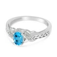thumbnail image 3 of 10k White Gold Oval Blue Topaz And Diamond Ring, 3 of 6