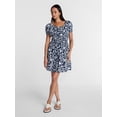 thumbnail image 3 of Time and Tru Women's and Women's Plus Peasant Mini Dress With Puff Sleeves, Sizes XS-4X, 3 of 6