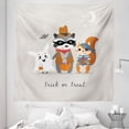 thumbnail image 1 of Ghost Tapestry, Trick or Treat Words with Happy Forest Animals on Halloween Costumes Moon and Stars, Fabric Wall Hanging Decor for Bedroom Living Room Dorm, 5 Sizes, Multicolor, by Ambesonne, 1 of 1