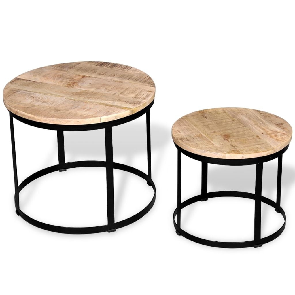 Kepooman 2 Pcs Modern Solid Wood End Side Table for Living Room Bedroom, Wood color