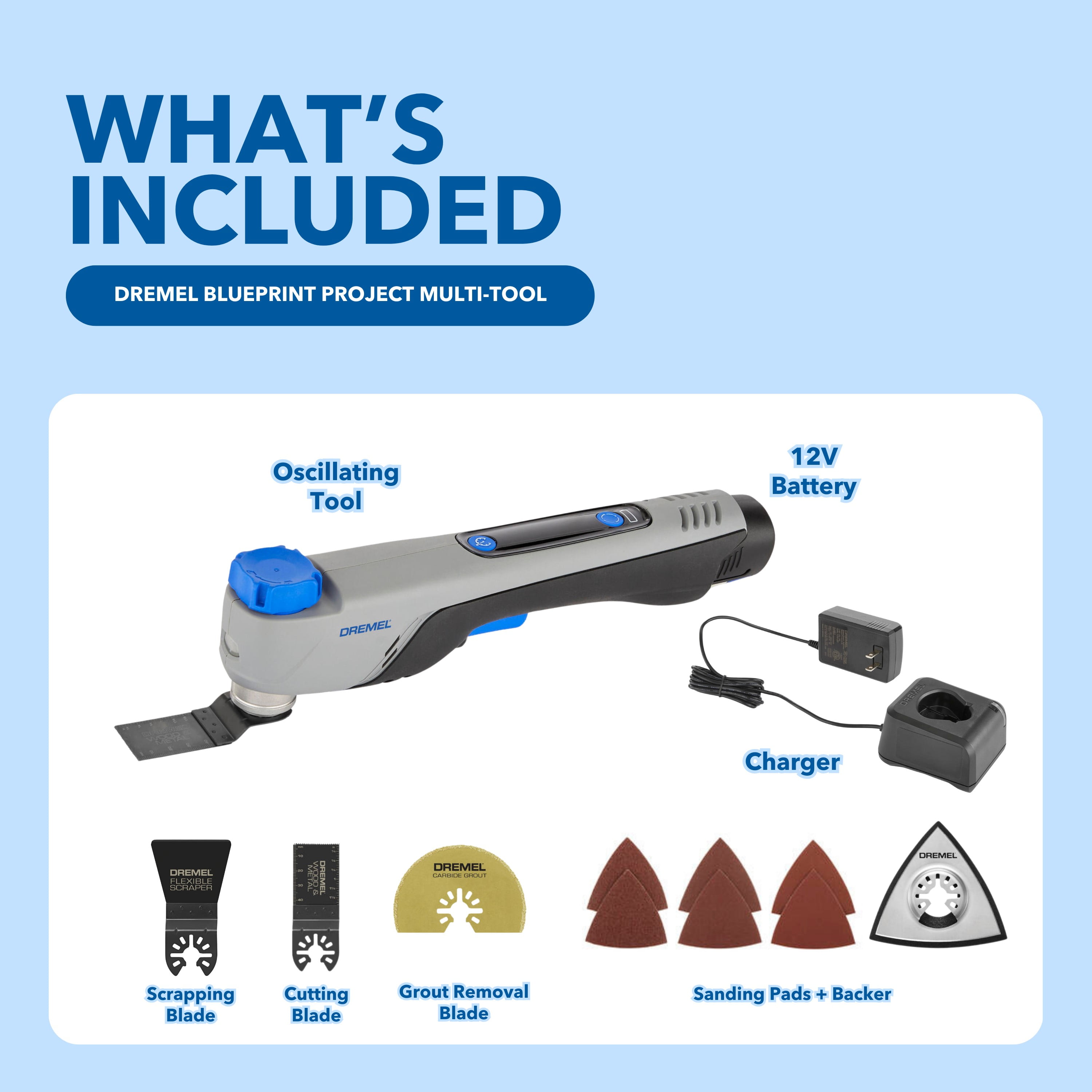 Dremel Blueprint 12V Brushless Oscillating Multi-Tool with Integrated Application Selector, MM12V-S1