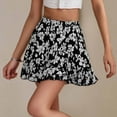 thumbnail image 4 of Delliss Summer Women's Print Short Skirts Casual Pleated Elastic Waist Skirts Dark Gray XXL, 4 of 8