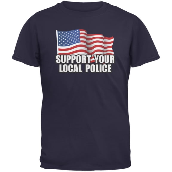 Support Your Local Police Flag Navy Adult T-Shirt - X-Large