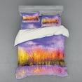 thumbnail image 2 of Ambesonne Autumn Bedding Set 3 Pcs, Fall Season Trees River, Twin, Lavender Yellow, 2 of 3