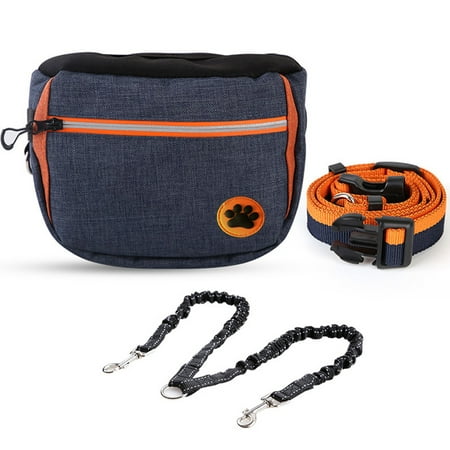 Large Capacity Dog Snack Bag Dog Treat Pouch Dog Training Pouch Bag with Adjustable Waistband Pet Training Pocket Outdoor Bag With Double-headed Tow Rope