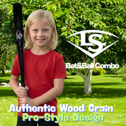 Louisville Slugger Ultimate Plastic Bat and Ball Combo – 34 Replica Bat with Authentic Wood Look, Safe Backyard Baseball Set for Kids & Adults