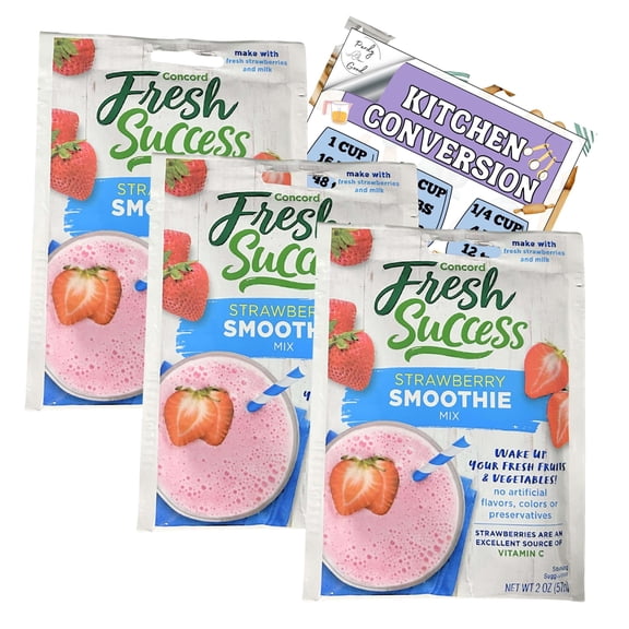 Concord Fresh Success Strawberry Smothie Drink Mix, 2 oz (Pack of 3) With Perdy Good Kitchen Chart