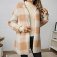 thumbnail image 2 of Plus Size Winter Longline Open Front Cardigan Oversized Plaid Knitted Coat for Women, 2 of 7