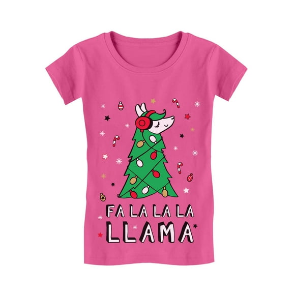 Tstars Girls Ugly Christmas Tshirt Fa La La Llama Ugly Christmas Shirt Funny Xmas Girls Fitted Kids T Shirt Ugly Xmas tshirt