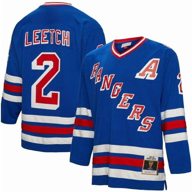 New York Rangers Brian Leech Mitchell and Ness Blue Alternate Captain Patch 1993/94 Blueliners Star Replica Number Embroidery Collectible Commemorative Jersey-XL