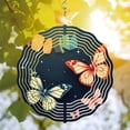 thumbnail image 3 of Vibrant Metal Hanging Wind Spinners with Concentric Waves & Colorful Butterflies - Decorative Wind Chimes for Yard & Garden, 3 of 6