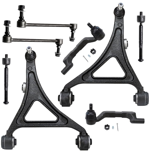 Detroit Axle - AWD Front Lower Control Arms   Tie Rods Sway Bars Suspension Kit Replacement for Dodge Charger 300 - 8pc Set