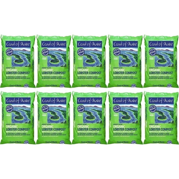 Coast of Maine Quoddy Blend Lobster & Crab Organic Compost Plant Potting Soil Blend Bag for Container Gardens and Flower Pots, 1 Cubic Foot 10 Pack