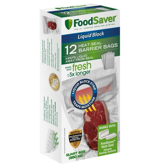 Sacs d’emballage sous-vide avec barrière liquide FoodSaver de 946ml (1 pinte), 12 unités