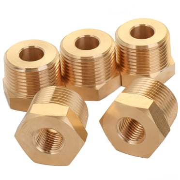 LTWFITTING Brass Pipe Hex Bushing Reducer Fittings 3/4 Inch Male x 1/4 Inch Female NPT Fuel(Pack of 5)
