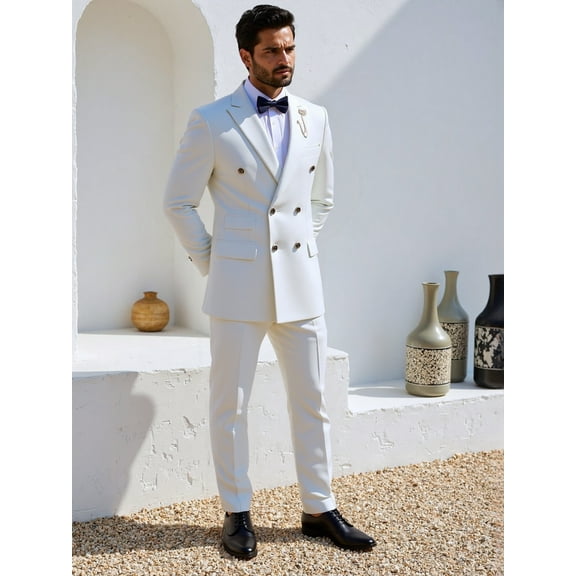 Elegant two-piece men's suit | Double breasted, Peak lapel, fashionable for weddings and parties