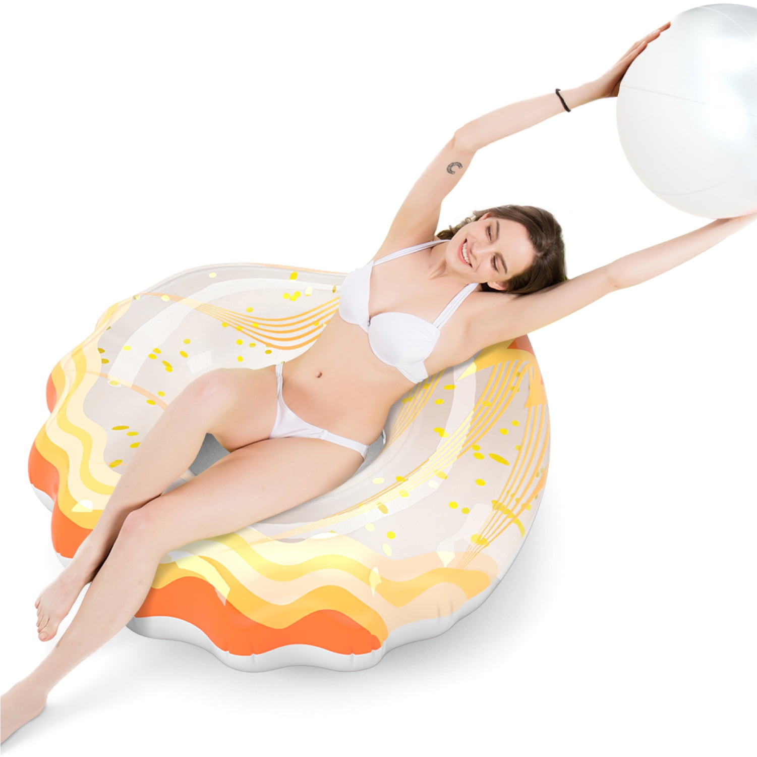 Jasonwell Inflatable Seashell Pool Float Seasehll Floatie with Ball Water Fun La 