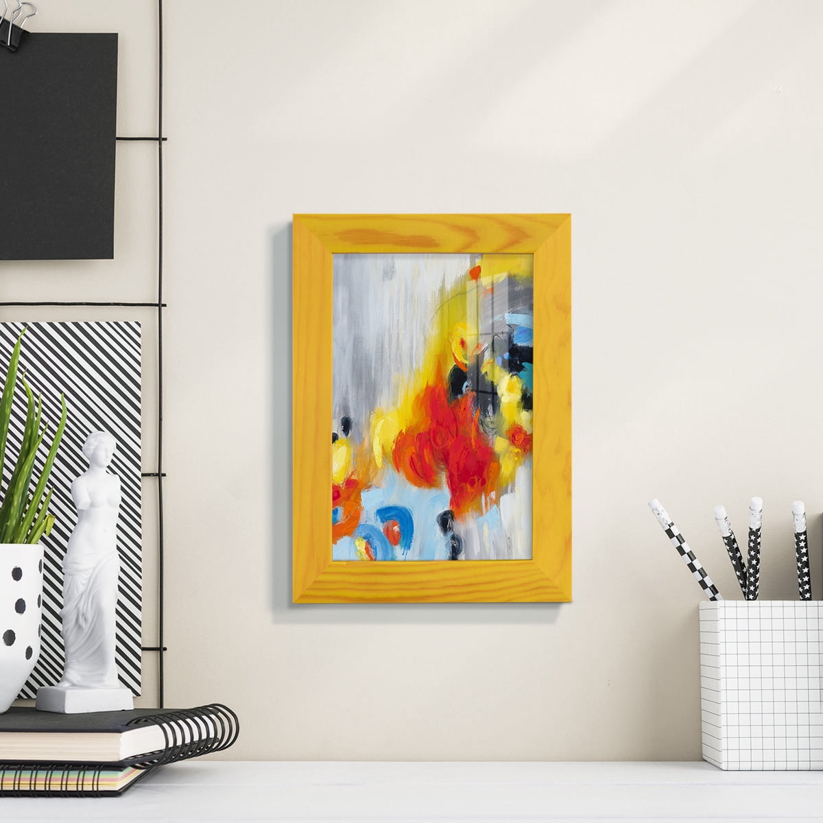 In the Loop I -Framed Print w/glass-Sunflower Yellow