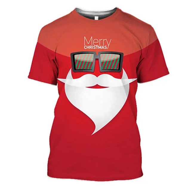 Nuevas camisetas para hombres con estampado de muñeco de nieve de Navidad en 3d, camisetas de manga corta Harajuku, ropa informal de verano para hombres, camiseta holgada de gran tamaño