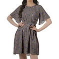 thumbnail image 5 of Moomaya Printed Jewel Neck A-Line Women Dress Casual Loose Bohemian Short Tunic, 5 of 6