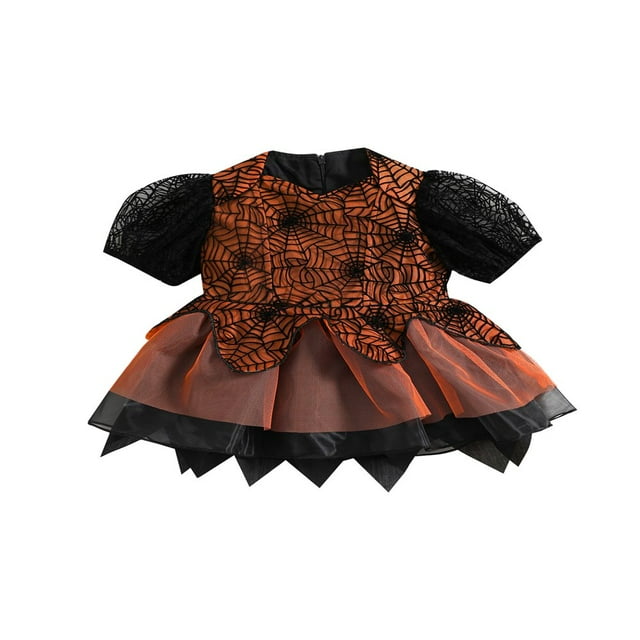 Kid Halloween Dress Princess V-Neck Puff Short Sleeve Tulle Hem Dress