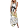 thumbnail image 2 of Lenago Robes de Cocktail Grande Taille pour Femmes Soirée Robe Longue Imprimée Sans Manches Col Rond Robes d'Été Plage en Solde, 2 of 5